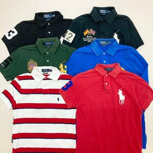 ●Polo Ralph Lauren ポロ ラルフローレン 6点 まとめ売り トップス ポロシャツ 半袖 長袖 ロゴ刺繍 コットン メンズ 卸 現状品 1.48kg●