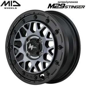 MID NITRO POWER M29 STINGER 4本Set セミグロスブラッククリア 4.5J-14インチ 4H100 インセット+45