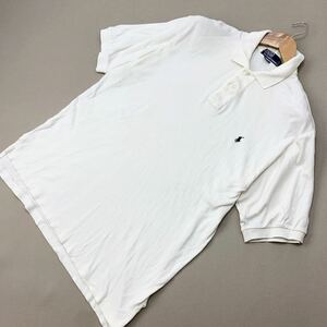 ポロラルフローレン ☆ POLO RALPH LAUREN コットン ポロシャツ ホワイト M やや大きめ 春夏 シンプル アメカジ 腹に極薄いシミ■E175