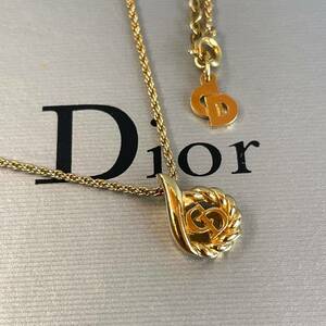 【未使用級】 クリスチャン ディオール Christian Dior ネックレス サークル 勾玉 CDロゴ ゴールド レディース メンズ パーティー 