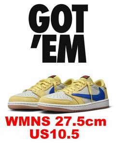 未使用正規品・TRAVIS SCOTT×NIKE/トラヴィススコット WMNS AIR JORDAN 1 LOW OG ELKINS エアジョーダン1 DZ4137-700 27.5 カナリー