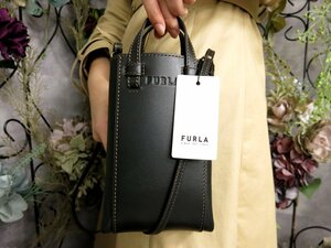 ●未使用●FURLA フルラ●MIASTELLA MINI VERTICAL CROSSBODY●カーフ レザー 本革●2way ミニ ハンド バッグ●黒●斜め掛け●Js51800