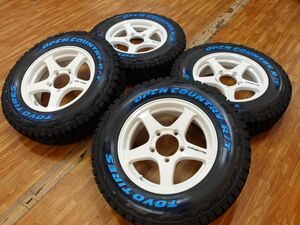 O 送料無料 4X4エンジニアリング ホワイトレター 16 5H139.7 5.5J+22 TOYO オープンカントリー R/T 185/85R16 スズキ ジムニー JB64 JB23W