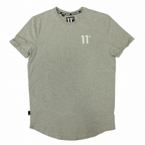 イレブンディグリーズ 11 Degrees 11° ロゴ プリント Tシャツ カットソー トップス 半袖 クルーネック コットン サイズS グレー メンズ