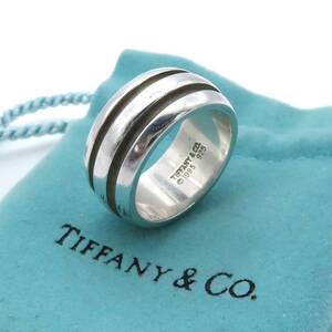 美品 Tiffany&Co. ヴィンテージ ティファニー グルーブド ダブル ライン シルバー リング SV925 13号 EE26