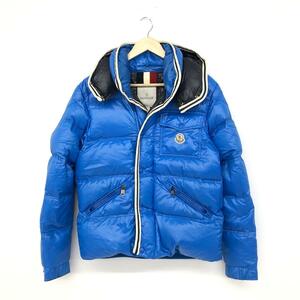 ◆MONCLER モンクレール ダウンジャケット サイズ2◆ ブルー ダウン90％ メンズ ブランソン ショート丈 フード取り外し可能 アウター