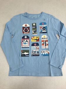 ■ＧＡＰ■新品■160■ギャップ■シャーク■Ｔシャツ■ロンT■かっこいいデザイン■サメ■水色■USA■21■1-１