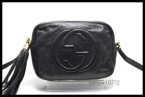 希少美中古■GUCCI ソーホー フリンジ スモールディスコ レザー ショルダーバッグ グッチ■1205dd804-3K