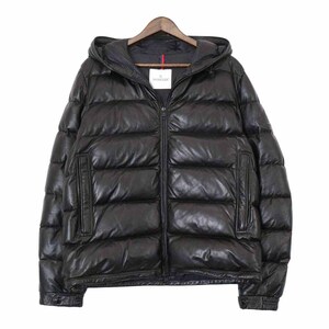 モンクレール GEBROULAZ GIUBBOTTO レザー ダウンジャケット 1A001 01 50118 メンズ ブラック MONCLER 中古 【アパレル・小物】