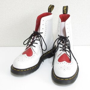 美品 Dr.Martens ドクターマーチン Bentley 1460 バレンタイン限定 レザー ハート 8ホール ブーツ UK4 23cm相当 ホワイト×レッド ◆