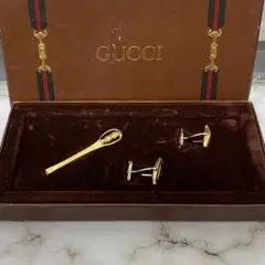 90s 美品 GUCCI グッチ カフス タイピン ゴールド GG ロゴ