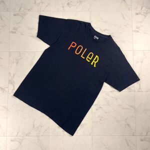 美品 POLeR ポーラー ブランドロゴプリントTシャツ 半袖カットソー トップス レディース 黒 ブラック サイズM*QC1101