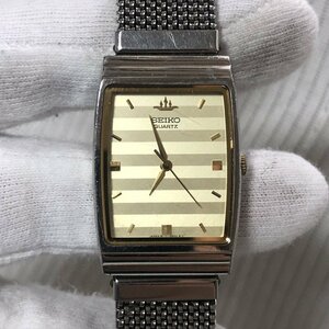 電池交換済 SEIKO セイコー レクタンギュラー スクエア 金文字盤 メンズクオーツ腕時計 8Y21-5050 コンビ クレストマーク IW405AT02SK//