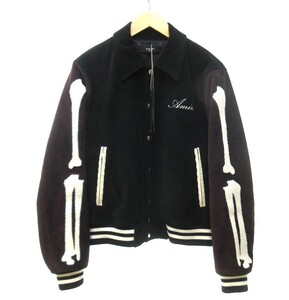 未使用品 アミリ AMIRI 24AW CORDUROY BONES VARSITY JACKET コーデュロイ バーシティジャケット ブラック×バーガンディー 46 約S相当