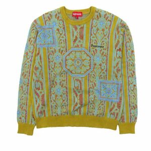 18SS シュプリーム SUPREME Tapestry Sweater Teal タペストリー セーター ニット クルーネック プルオーバー 長袖 マルチカラー S メンズ