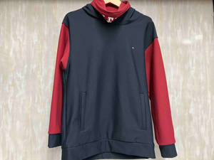 TOMMY HILFIGER トミーヒルフィガー パーカー ハイネック プルオーバー GOLF 22AW Lサイズ ツートン レッド × ネイビー