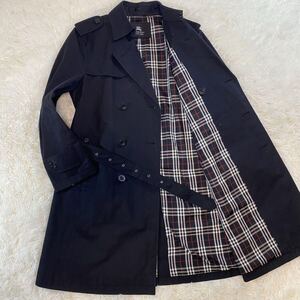 【未使用級/希少L】バーバリーブラックレーベル トレンチコート ノバチェック BURBERRY BLACK LABEL ジャケット アウター 襟ベルト 黒 両翼