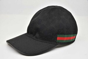 グッチ GUCCI GGキャンバス キャップ 帽子 Lサイズ コットン ブラック ウェブライン 200035【正規品】