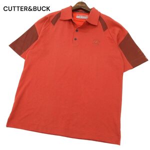 CUTTER&BUCK カッター＆バック 春夏 CB DRY TEC 吸汗速乾 ロゴ刺繍★ 切替 半袖 ストレッチ ポロシャツ Sz.L　メンズ ゴルフ　C4T06465_7#A