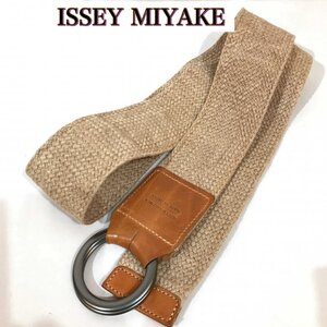 ＩＳＳＥＹ ＭＩＹＡＫＥ レザー ナチュラル 茶 フリー イッセイミヤケ 麻ベルト ダブルリングベルト ベージュ 洋品その他/269