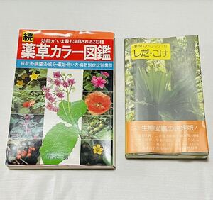 野外ハンドブック・しだ・こけ＊続　薬草カラー図鑑本2冊