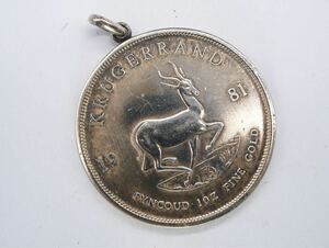 【64】SILVER925 KRUGERRAND 1981 コイン ペンダントトップ 銀貨 シルバー ヴィンテージ ビンテージ ネックレストップ TIA