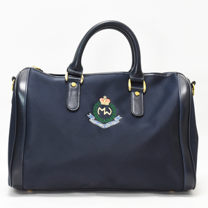 luigi Mallavelli ルイジ マーラヴェッリ ボストンバッグ ハンドバッグ 旅行かばん W35cm ネイビー ナイロン レザー ゴールド金具