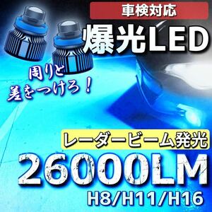 【爆光LED】レーザービーム発光 LED フォグランプ アイスブルー H8/H11/H16 アルファード ヴェルファイア プリウス 26000lm