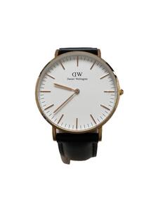 Daniel Wellington◆クォーツ腕時計/アナログ/レザー/WHT/BLK/DW00100036