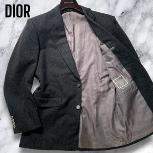 【輝くメタルロゴボタン】極美品◎Christian DIOR MONSIEUR テーラードジャケット 高級ウール 総柄 ブレザー ディオール プレタポルテ M位