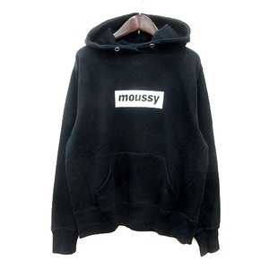 マウジー MOUSSY パーカー スウェット プルオーバー プリント 長袖 オーバーサイズ F 黒 ブラック /MN レディース