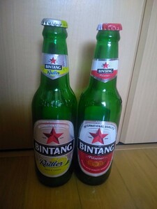 おしゃれなダイナー風飾りに★ビンタンビール★BINTANG★空き瓶2本セット★現地限定レモンビール★アメリカン雑貨