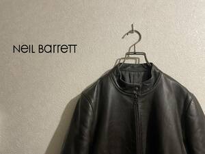 ◯ イタリア製 Neil Barrett レザー シングル ライダース ジャケット / 二ールバレット スタンドカラー ブラウン 茶 XS Ladies #Sirchive