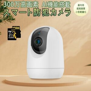 防犯カメラ 屋内用 ワイヤレス PK323 300万高画質 SDカード64GB同梱 ONVIF AI人体追跡 動体検知 PSE 技適「PK323/SD64.A」