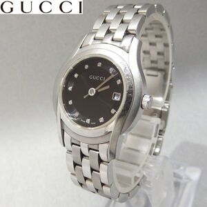 ★GUCCI G-Class YA055504 11P ダイヤモンド デイト クォーツ 腕時計 5500L 黒文字盤 Gクラス グッチ ダイヤ★