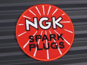 ◆送料\110◆【NGK SPARK PLUGS】※《アイロン刺繍ワッペン・丸型》　アメリカン雑貨　刺繍ワッペン　アイロンワッペン