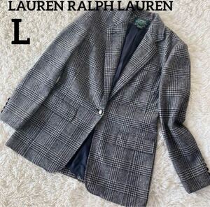 90年代　RALPH LAUREN 6 L テーラードジャケット　ツイード　馬 シングル ブレザー チェック柄 