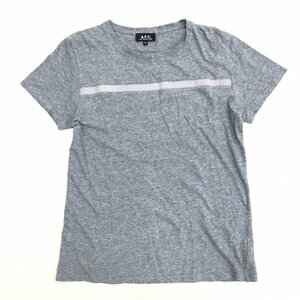 A.P.C. アーペーセー ライン入り クルーネック Tシャツ XS 杢グレー 半袖 トップス カットソー APC 日本製 国内正規品 メンズ 紳士