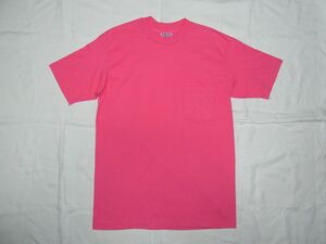 ☆美品☆ 80s USA製 ビンテージ Hanes ヘインズ 無地 ポケット Tシャツ sizeL ピンク ☆古着 フルーツオブザルーム オールド 70s 90s