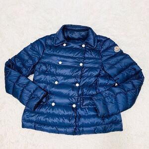 1円〜 極美品 MONCLER モンクレール ダウンジャケット ピーコート Pコート ダウン ネイビー 紺 ダブルブレスト 0 Sサイズ相当 高級 希少 