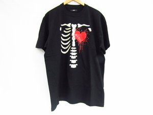 美品 glamb グラム Velour Skeleton ベロア スケルトン Tシャツ トップス 半袖 ブラック Lサイズ 骨 GB02241CS07 中古品 ★100508