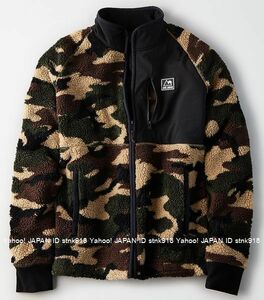 〓残りわずかです!! アメリカンイーグル/US XL/AE ボアフリースジャケット/Camo Green