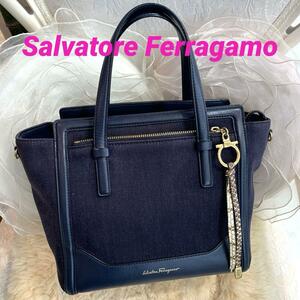 ☆美品☆Salvatore Ferragamo エイミー デニム ハンドバッグ