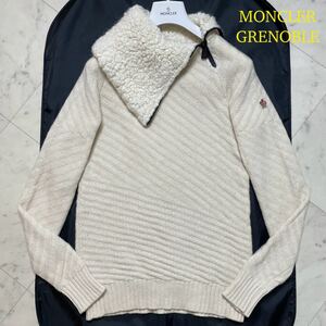 極美品/Lサイズ★ MONCLER GRENOBLE モンクレール グルノーブル MAGLIONE TRICOT アルパカ混 ネックボア ニット セーター ウール メンズ