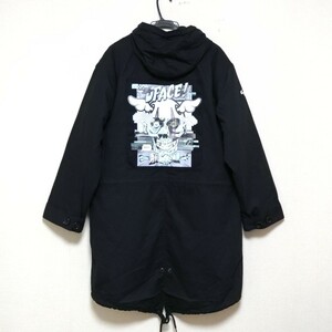 X-LARGE×D*FACE 数量限定/コラボ STRIPE SKULL RENDER M-51 HOODED エクストララージ ライナー付き バックプリント【19AW★ブラック★M】