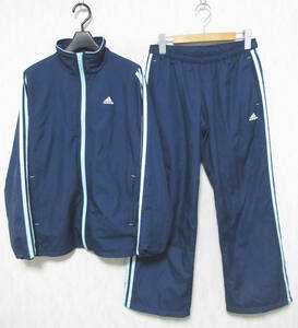 アディダス adidas ジャージ 上下セット 紺 ネイビー ライン入り M レディース irmri kn1151