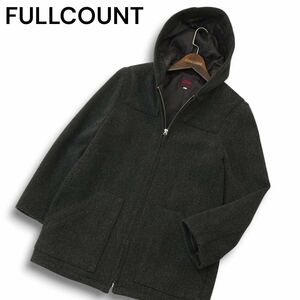 FULLCOUNT フルカウント 秋冬 ヘリンボーン ウール★ ジップ フーディー コート Sz.1　メンズ グレー 日本製　A4T11901_B#N