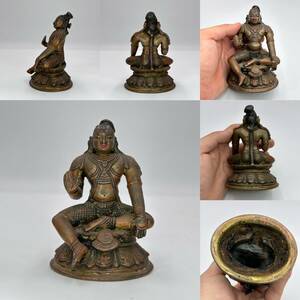 時代物 旧家整理品 インド 南アジア 古銅仏立像 二点セット 古物保証（朝鮮高麗李朝 金銅 西藏 仏教美術 仏像 唐物 中国美術 煎茶道具 ）