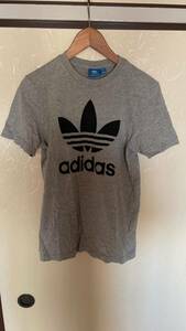 ☆売切☆アディダス/adidas/M/半袖/Tシャツ/グレー/ロゴ/