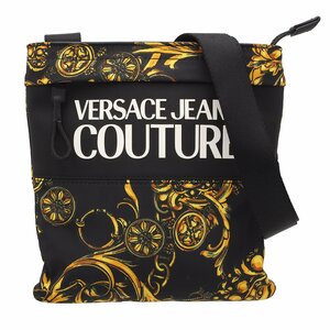 ★G2315 未使用 ヴェルサーチ JEANS COUTURE ショルダーバッグ サコッシュ 71YA4B9C ブラック イエロー VERSACE メンズ レディース★